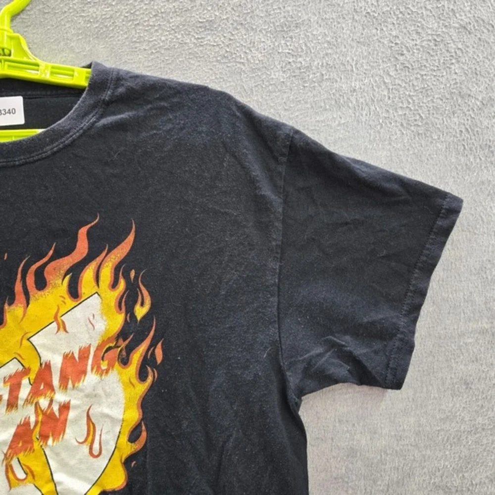 Wutang Clan Men Shirt Large Black Logo Hip Hop Flames Graphic Short Sleeve‎ Tee